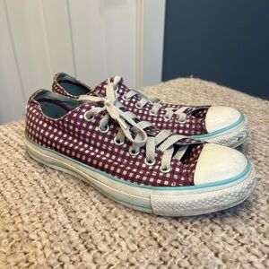 CONVERSE‎ CHUCK TAYLOR ALL-STAR LOW Gingham Print Purple White Blue M 6 W 8